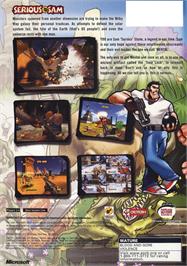 Box back cover for Serious Sam on the Microsoft Xbox.