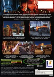 Box back cover for Star Wars: Knights of the Old Republic on the Microsoft Xbox.