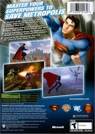 Box back cover for Superman Returns on the Microsoft Xbox.