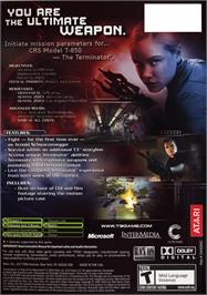 Box back cover for Terminator 3: Rise of the Machines on the Microsoft Xbox.