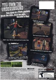 Box back cover for Tony Hawk's Underground on the Microsoft Xbox.