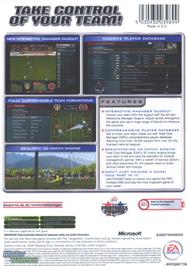 Box back cover for Total Club Manager 2005 on the Microsoft Xbox.