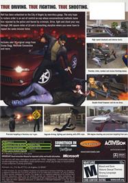 Box back cover for True Crime: Streets of LA on the Microsoft Xbox.