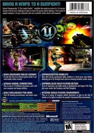 Box back cover for Unreal Championship 2: The Liandri Conflict on the Microsoft Xbox.