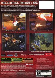 Box back cover for Unreal II: The Awakening on the Microsoft Xbox.