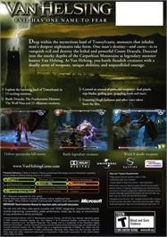 Box back cover for Van Helsing on the Microsoft Xbox.