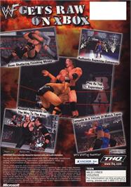 Box back cover for WWF Raw on the Microsoft Xbox.