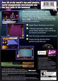 Box back cover for World Championship Pool 2004 on the Microsoft Xbox.