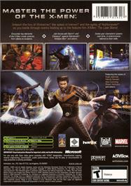 Box back cover for X-Men: The Official Game on the Microsoft Xbox.