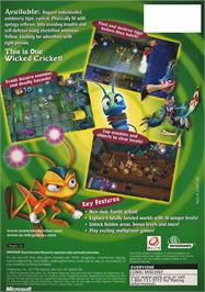 Box back cover for Zapper: One Wicked Cricket on the Microsoft Xbox.