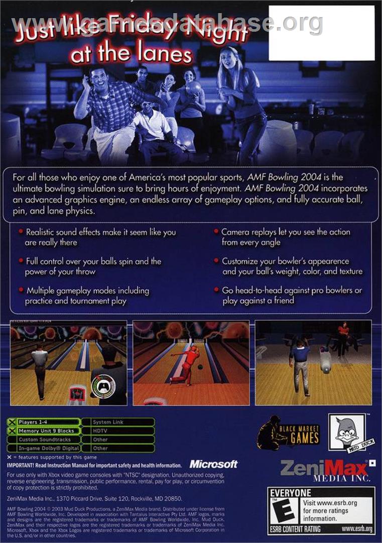 AMF Bowling 2004 - Microsoft Xbox - Artwork - Box Back