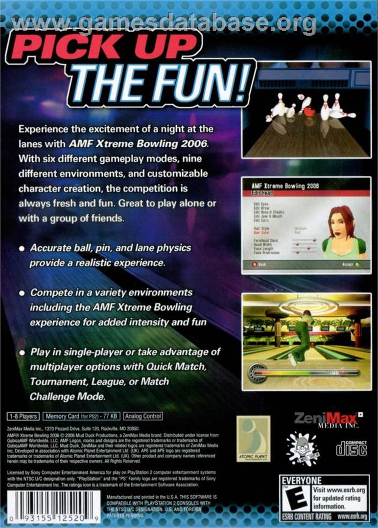AMF Xtreme Bowling - Microsoft Xbox - Artwork - Box Back