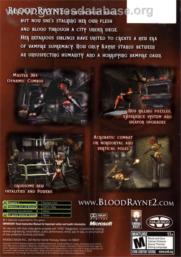 BloodRayne 2 - Microsoft Xbox - Artwork - Box Back