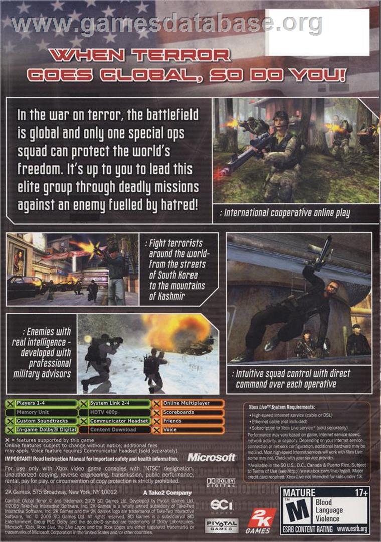 Conflict: Global Terror - Microsoft Xbox - Artwork - Box Back
