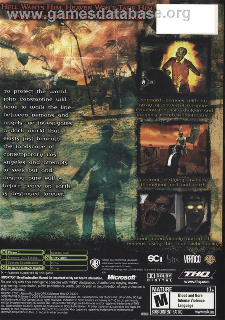 Constantine - Microsoft Xbox - Artwork - Box Back