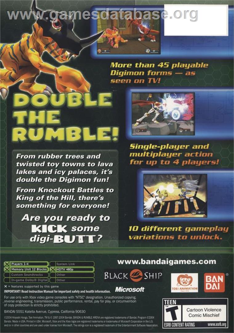 Digimon Rumble Arena 2 - Microsoft Xbox - Artwork - Box Back