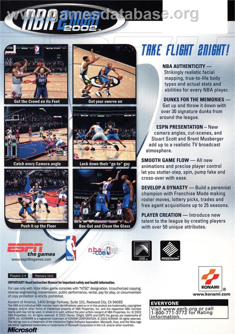 ESPN NBA 2Night 2002 - Microsoft Xbox - Artwork - Box Back