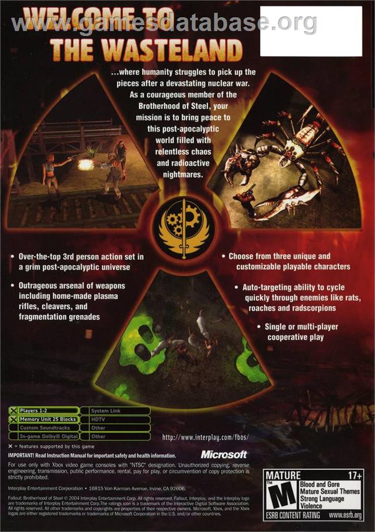 Fallout: Brotherhood of Steel - Microsoft Xbox - Artwork - Box Back