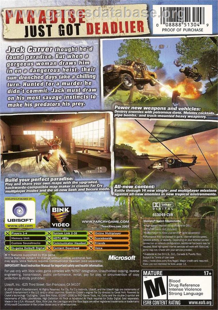 Far Cry: Instincts - Evolution - Microsoft Xbox - Artwork - Box Back