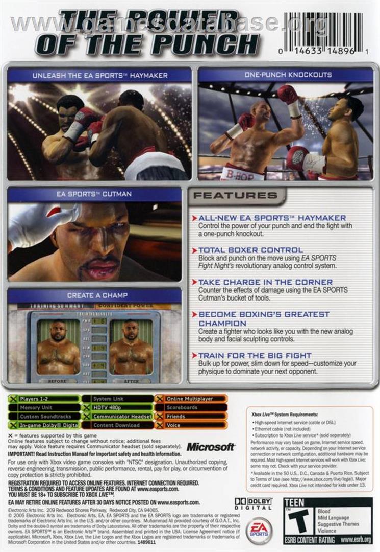 Fight Night Round 2 - Microsoft Xbox - Artwork - Box Back