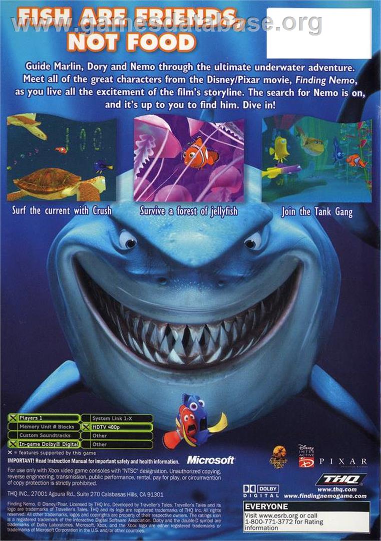 Finding Nemo - Microsoft Xbox - Artwork - Box Back