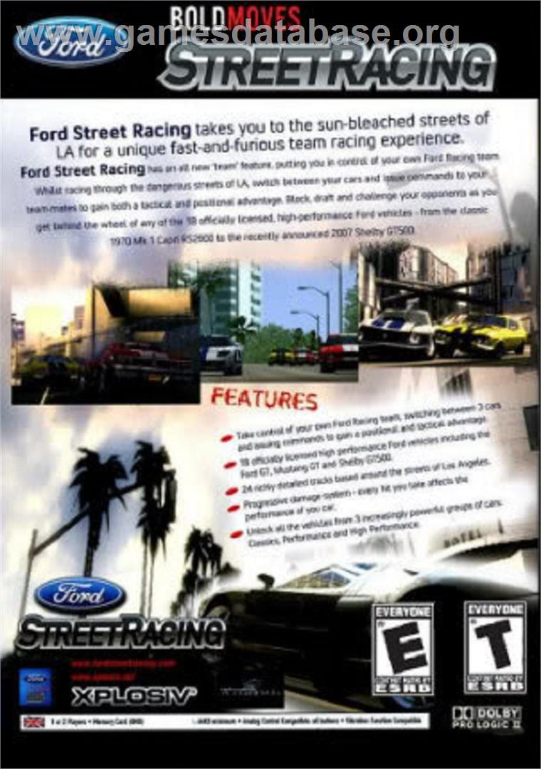 Ford Bold Moves Street Racing - Microsoft Xbox - Artwork - Box Back