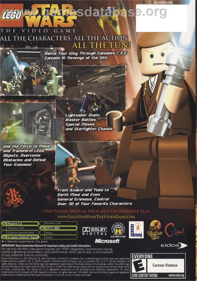 LEGO Star Wars: The Video Game - Microsoft Xbox - Artwork - Box Back