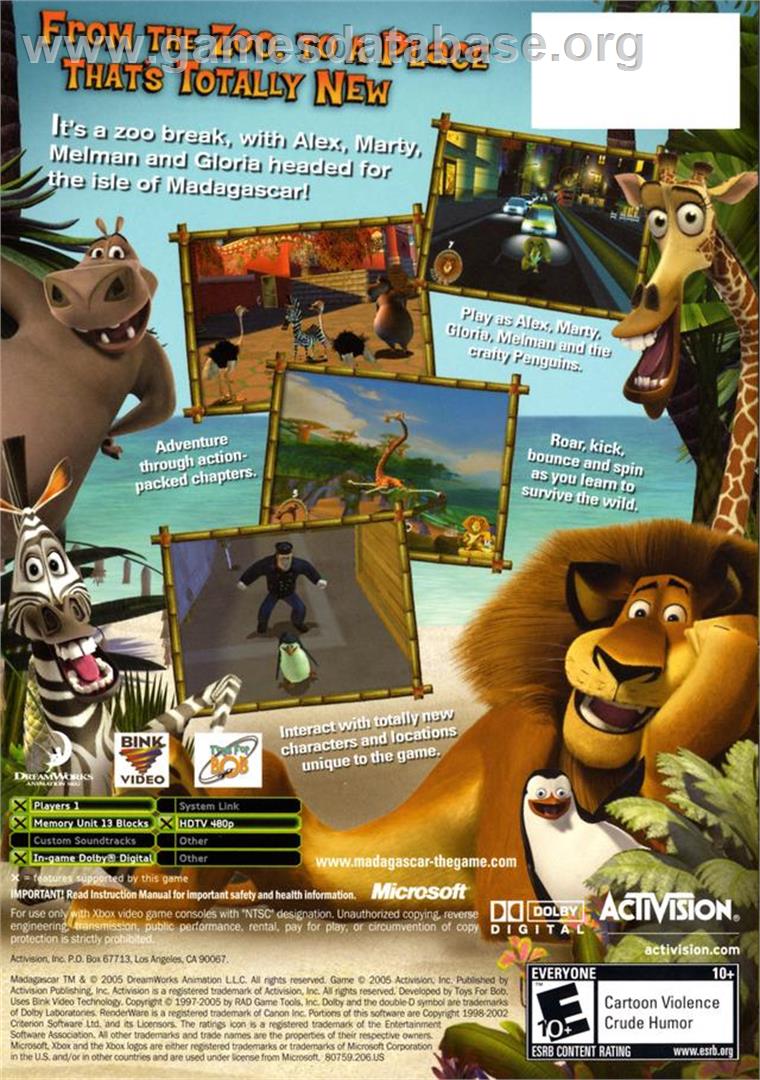Madagascar - Microsoft Xbox - Artwork - Box Back