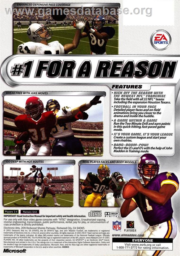 Madden NFL 2002 - Microsoft Xbox - Artwork - Box Back