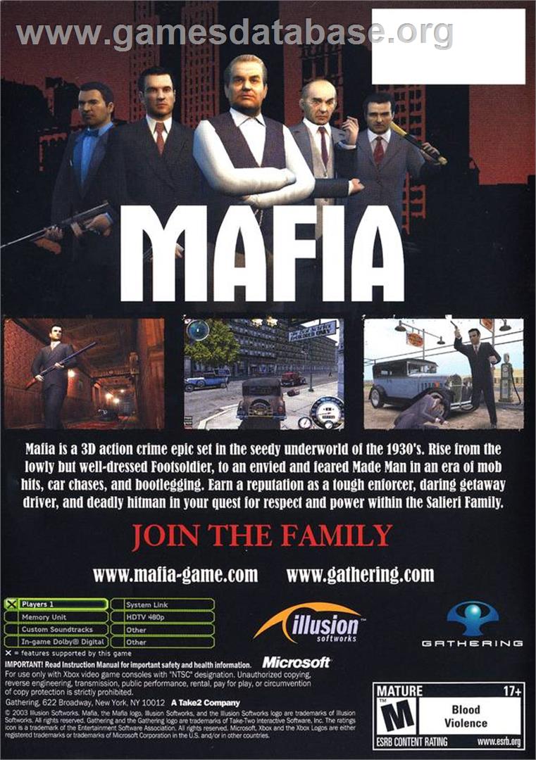Mafia - Microsoft Xbox - Artwork - Box Back