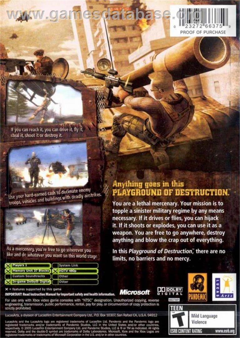 Mercenaries: Playground of Destruction - Microsoft Xbox - Artwork - Box Back