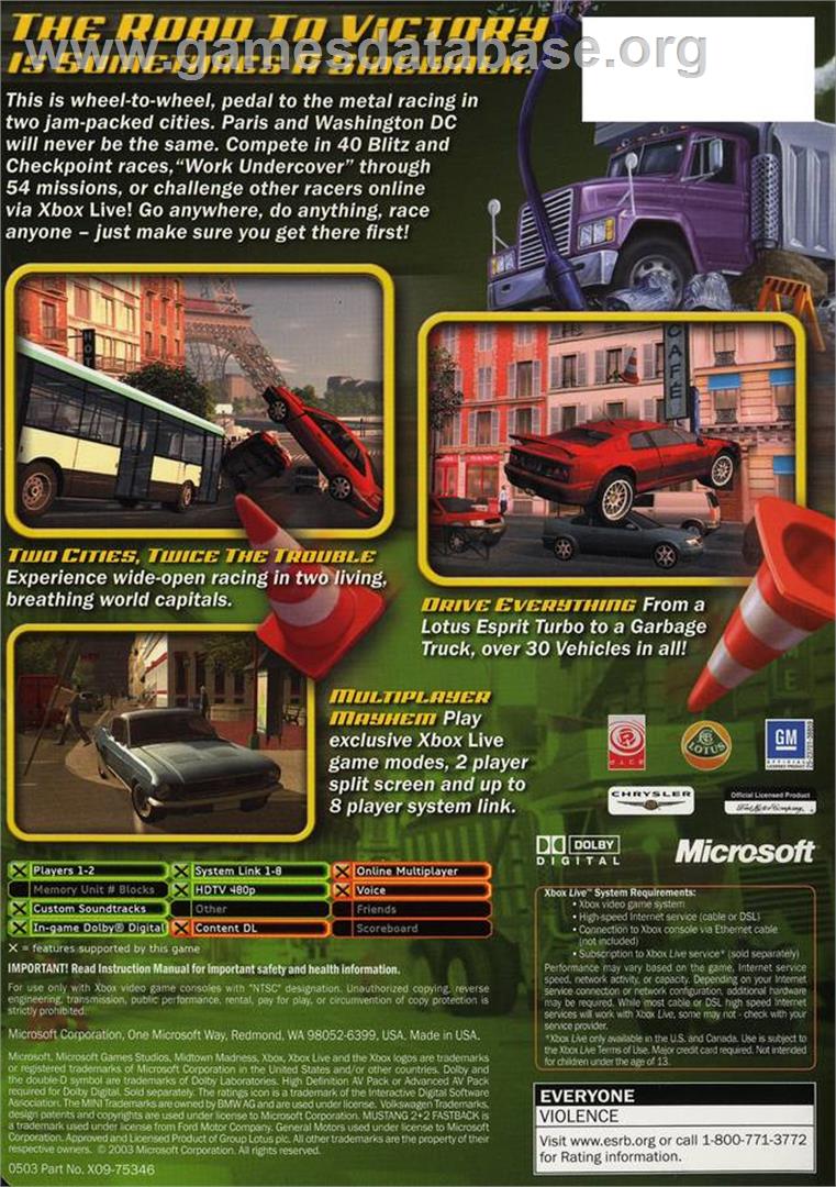 Midtown Madness 3 - Microsoft Xbox - Artwork - Box Back