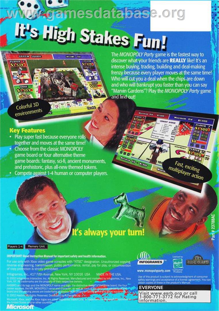 Monopoly Party - Microsoft Xbox - Artwork - Box Back