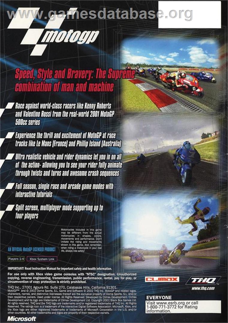 MotoGP: Ultimate Racing Technology 3 - Microsoft Xbox - Artwork - Box Back