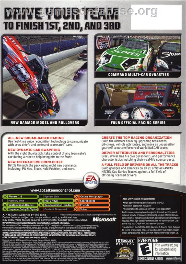 NASCAR 06: Total Team Control - Microsoft Xbox - Artwork - Box Back