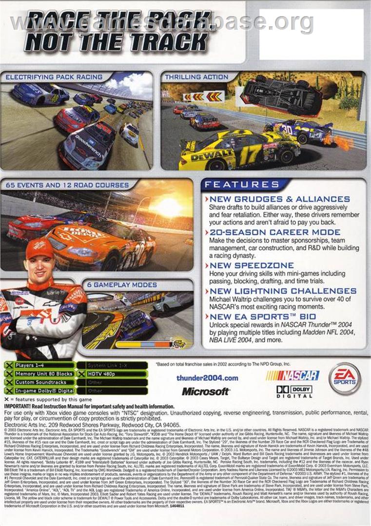 NASCAR Thunder 2004 - Microsoft Xbox - Artwork - Box Back