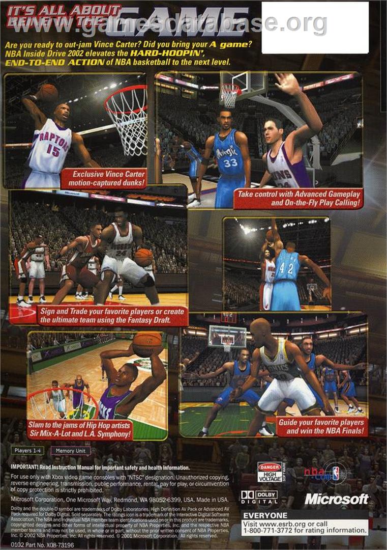NBA Inside Drive 2002 - Microsoft Xbox - Artwork - Box Back