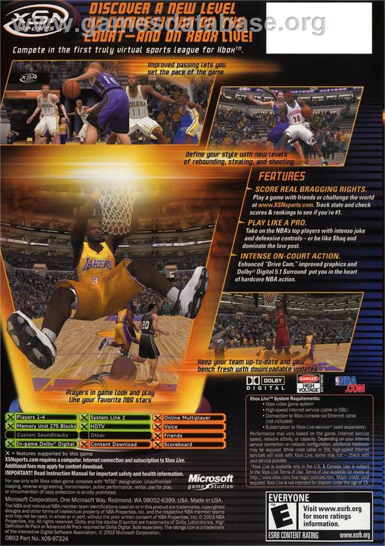 NBA Inside Drive 2004 - Microsoft Xbox - Artwork - Box Back