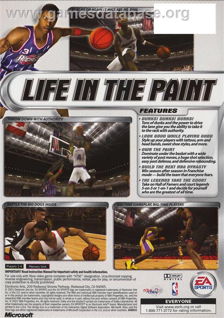 NBA Live 2002 - Microsoft Xbox - Artwork - Box Back