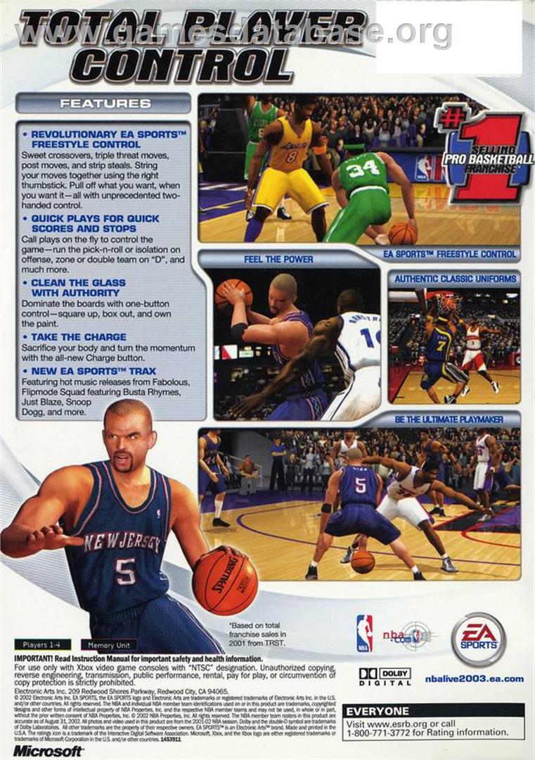 NBA Live 2003 - Microsoft Xbox - Artwork - Box Back