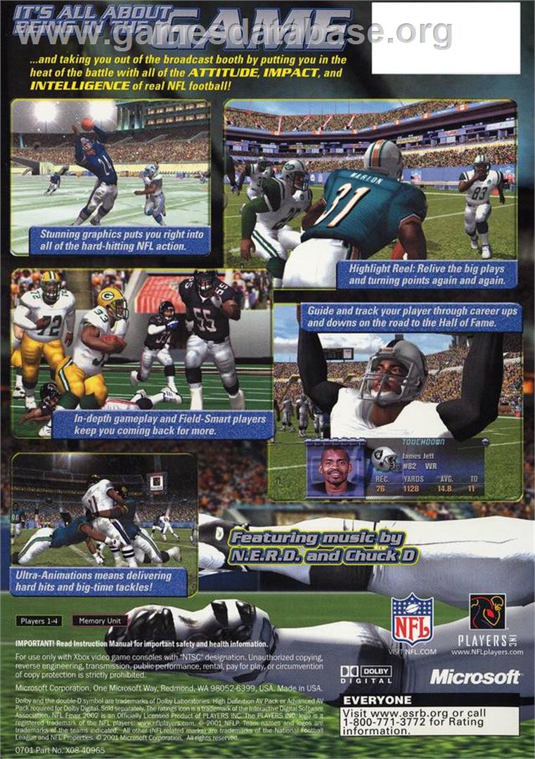 NFL Fever 2002 - Microsoft Xbox - Artwork - Box Back