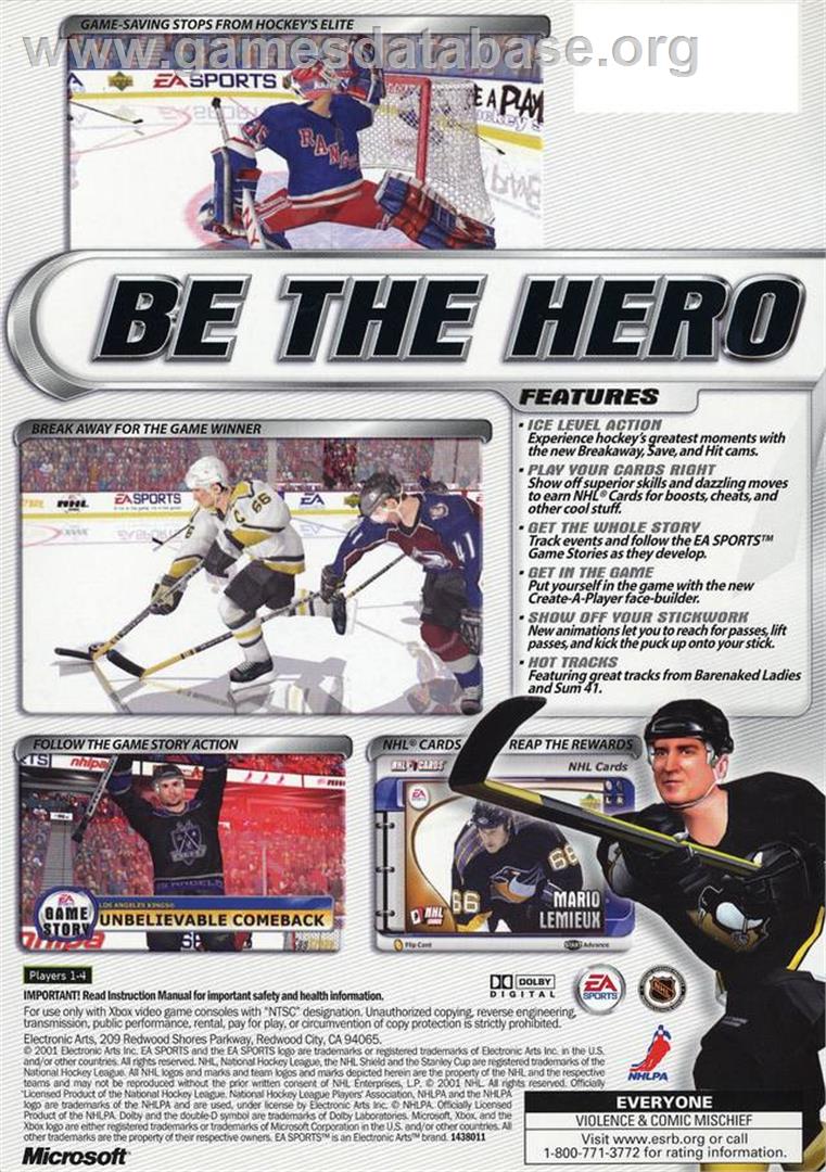 NHL 2002 - Microsoft Xbox - Artwork - Box Back