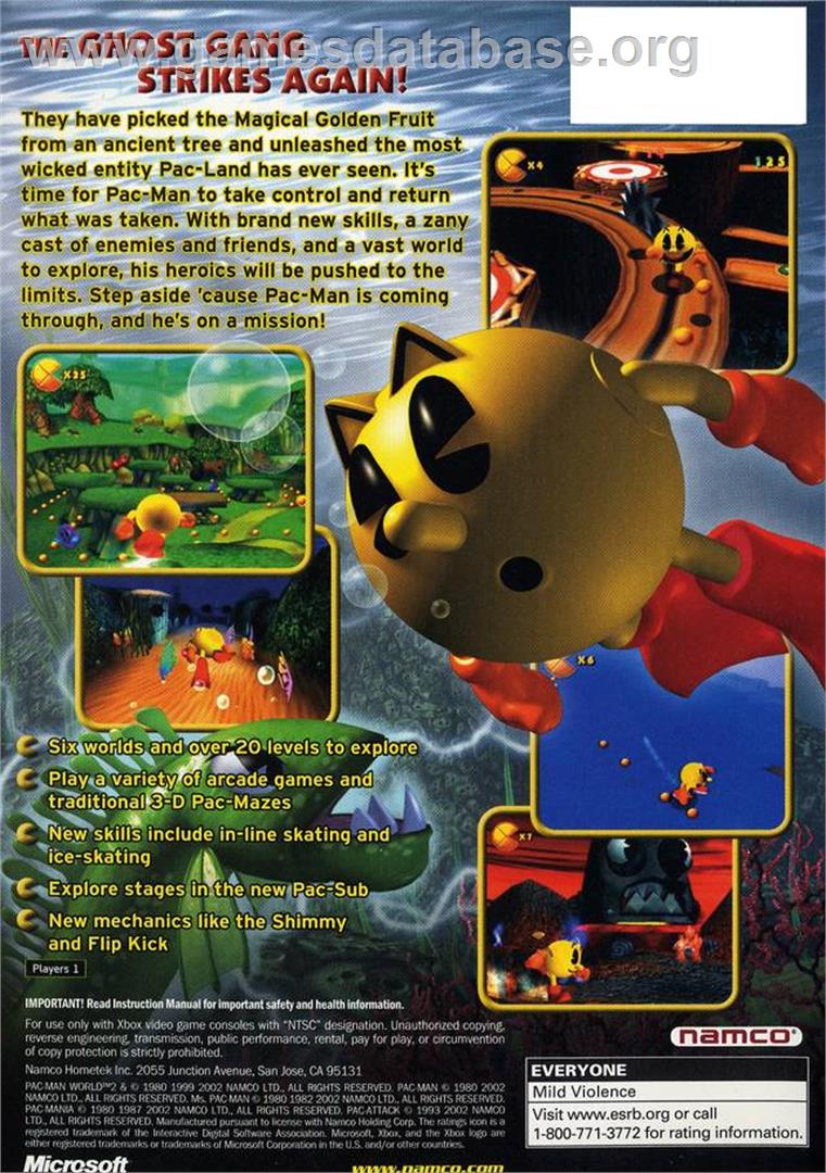 Pac-Man World 2 - Microsoft Xbox - Artwork - Box Back