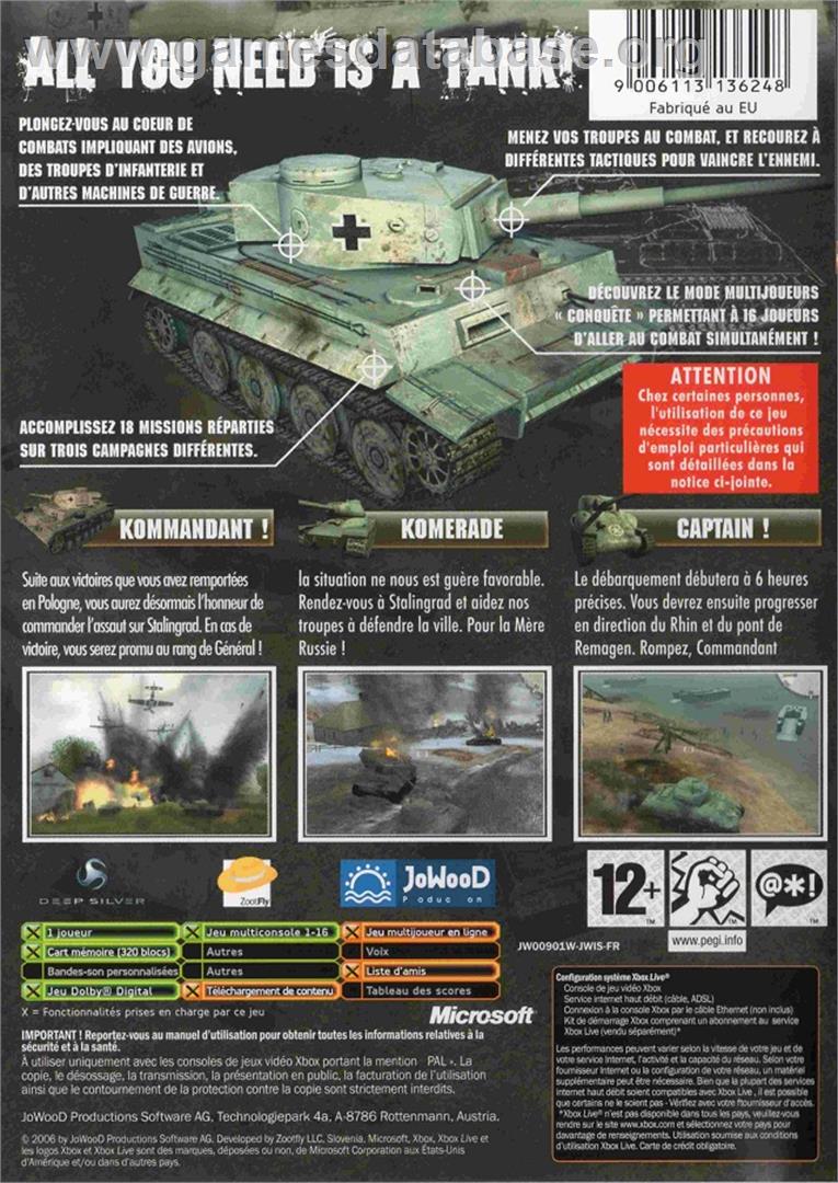 Panzer Elite Action: Fields of Glory - Microsoft Xbox - Artwork - Box Back