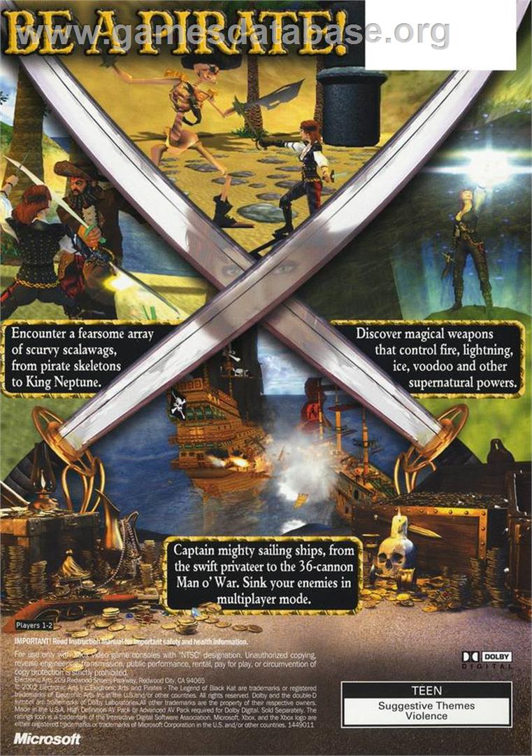 Pirates: The Legend of Black Kat - Microsoft Xbox - Artwork - Box Back