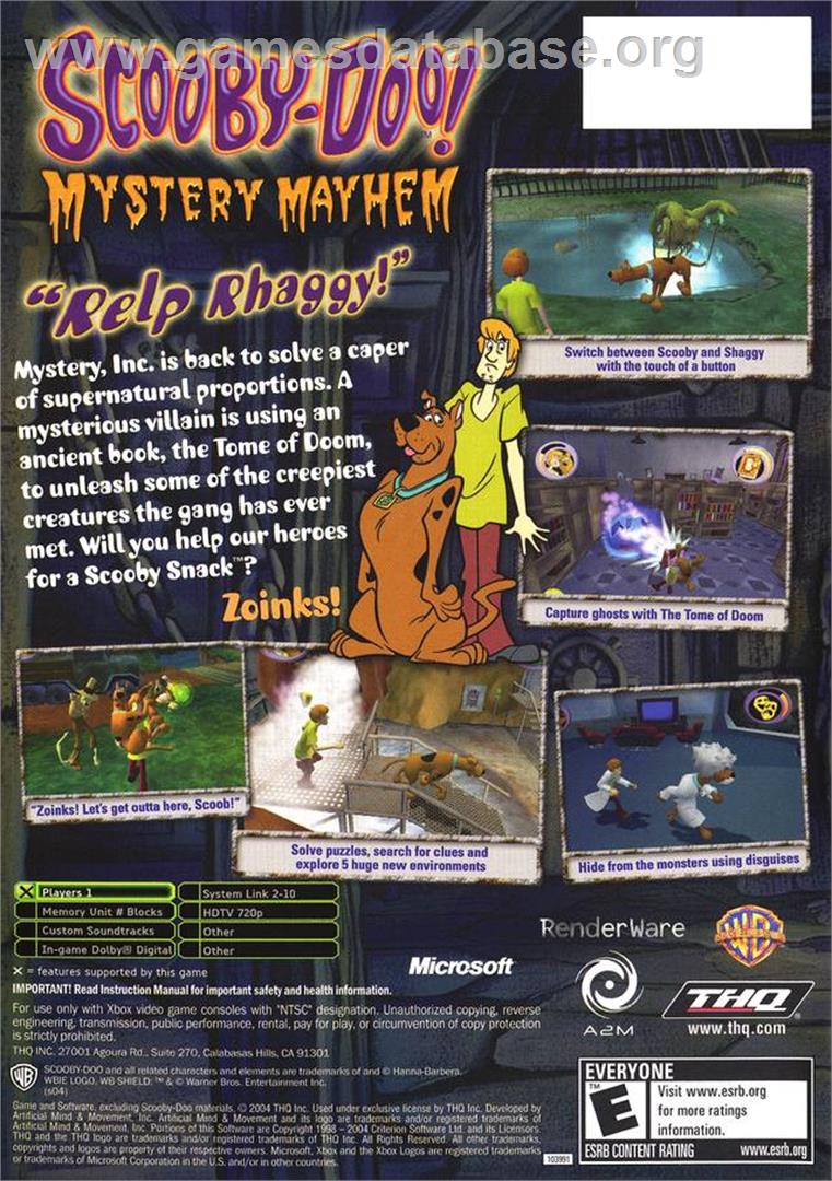 Scooby Doo!: Mystery Mayhem - Microsoft Xbox - Artwork - Box Back