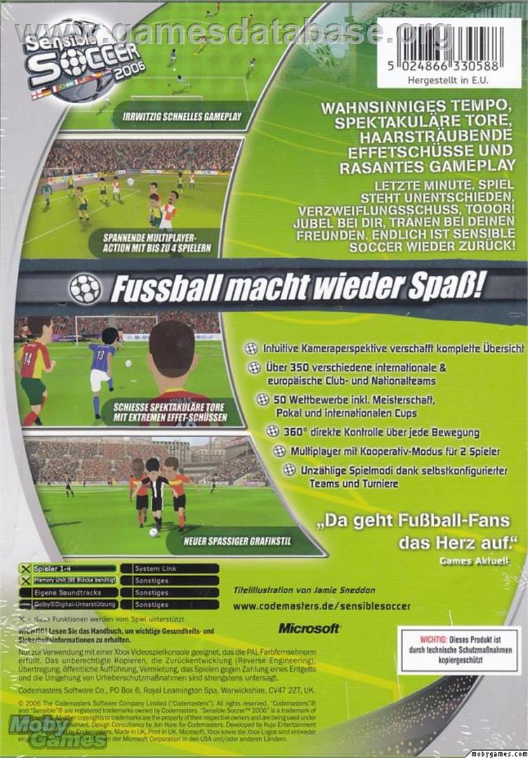 Sensible Soccer 2006 - Microsoft Xbox - Artwork - Box Back