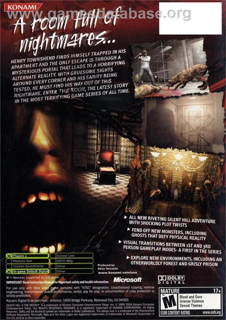 Silent Hill 4: The Room - Microsoft Xbox - Artwork - Box Back