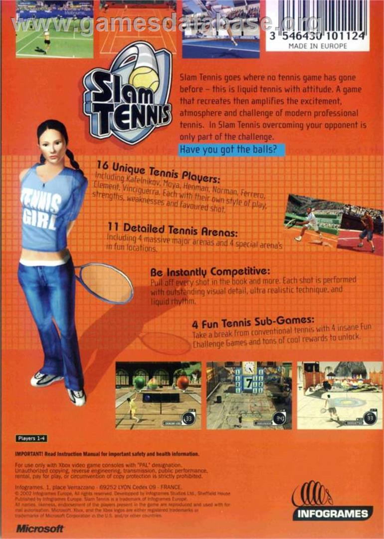 Slam Tennis - Microsoft Xbox - Artwork - Box Back