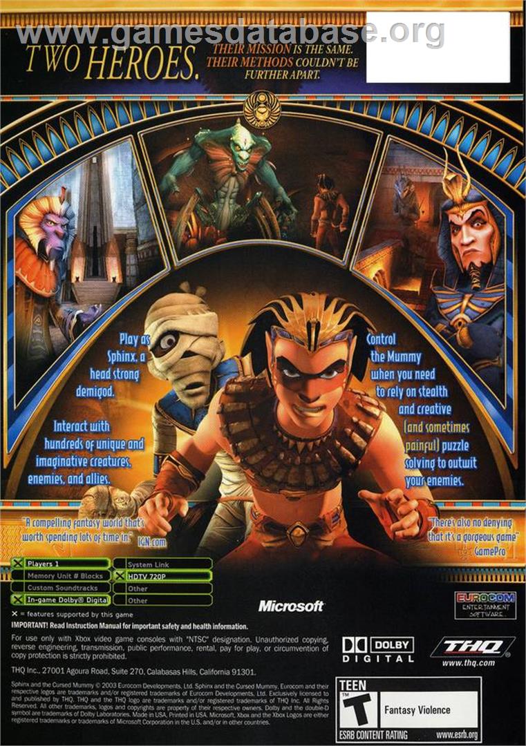 Sphinx and the Cursed Mummy - Microsoft Xbox - Artwork - Box Back